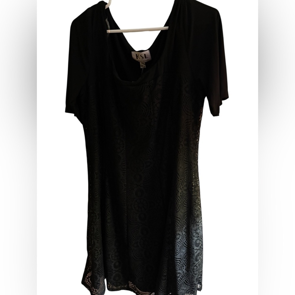 NWT KSL by Karin Stevens Black Lace Overlay Dress – Size 14W
